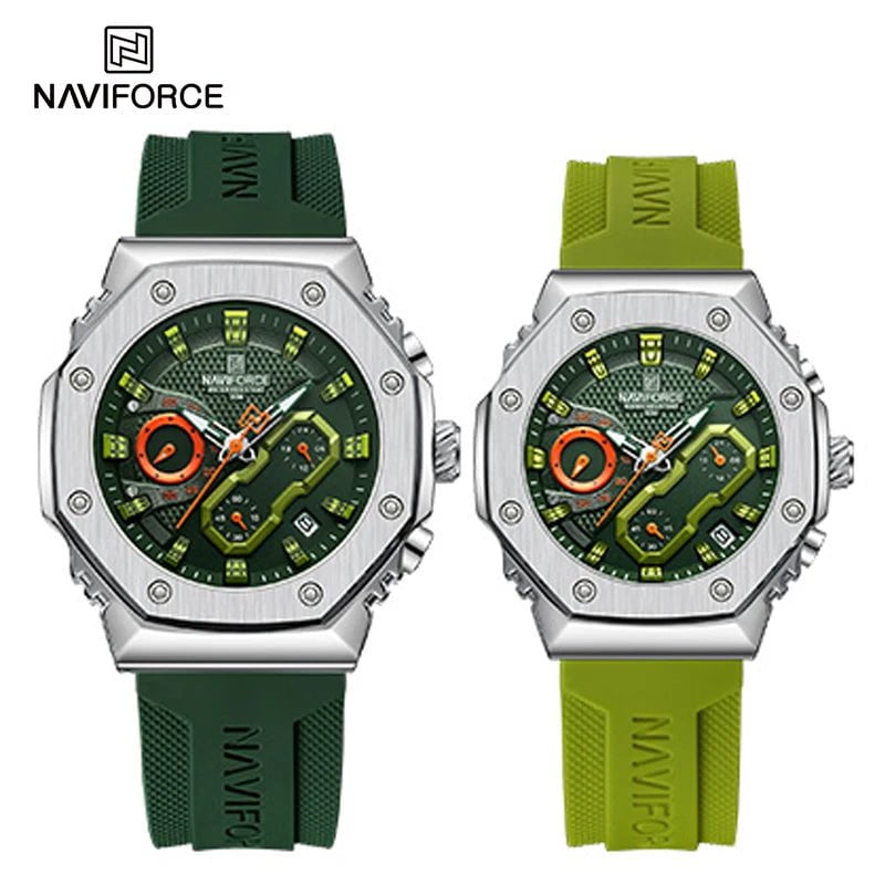 Storazone Couple-SGNGN / CHINA NAVIFORCE New Sport Lovers Watches Soft Silicone Band Quartz Calendar Chronograph Clock Casual Water Resistant Couple Wristwatch