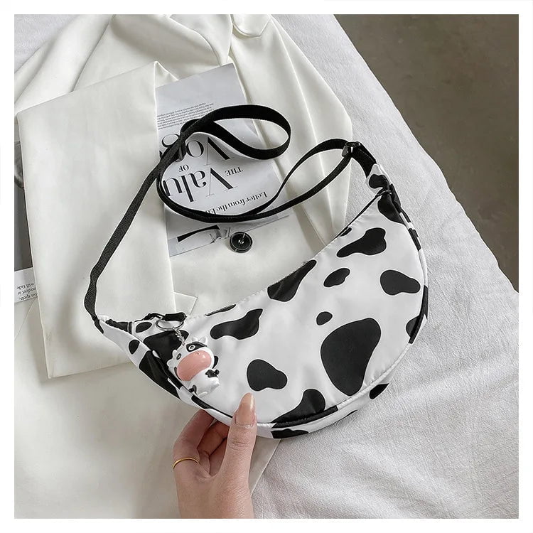 Storazone Cow pattern Solid Color Chest Bag For Women Large Capacity Travel Crossbody Female Half Moon Belt Bag Ladies Daily Street Fanny Packs 2022