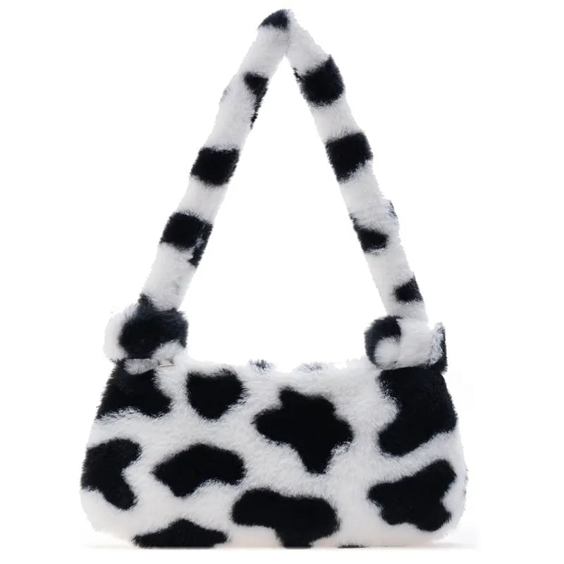 Storazone Cow Print 2023 Street Style Small Square Single Shoulder Bag Fashionable Underarm Bag Women Phone Document Pocket