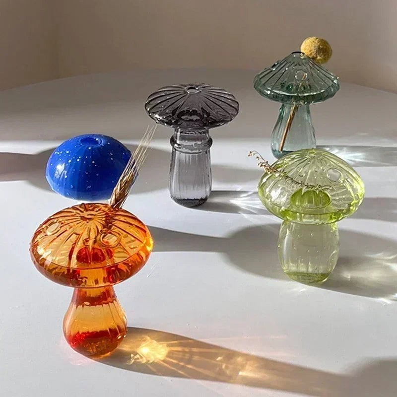 Storazone Creative Mushroom Glass Vase Plant Hydroponic Terrarium Art Plant Hydroponic Table Vase Glass Crafts DIY Aromatherapy Bottle