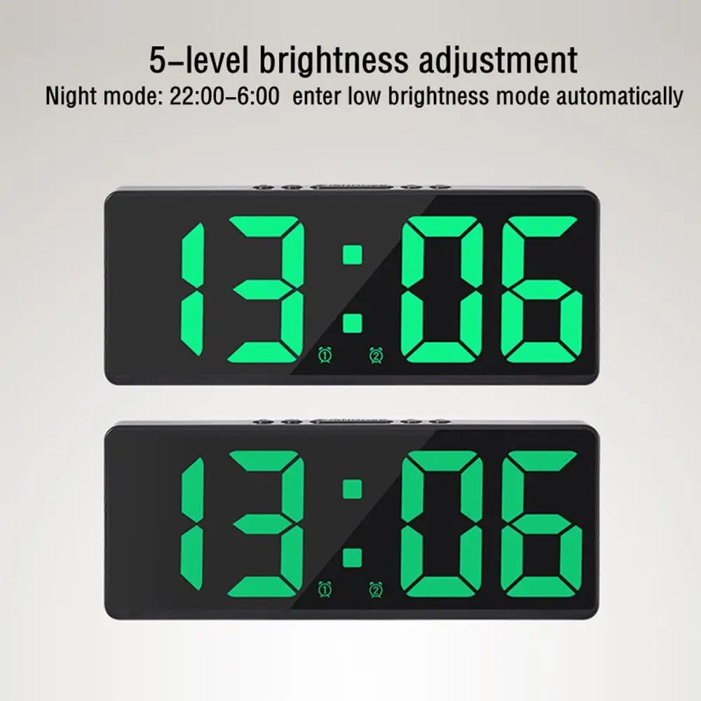 Storazone Creative Number Clock Color Nightlight Temperature Calendar Alarm Clock LED Large Number Electronic Clock Backlight Home Decor