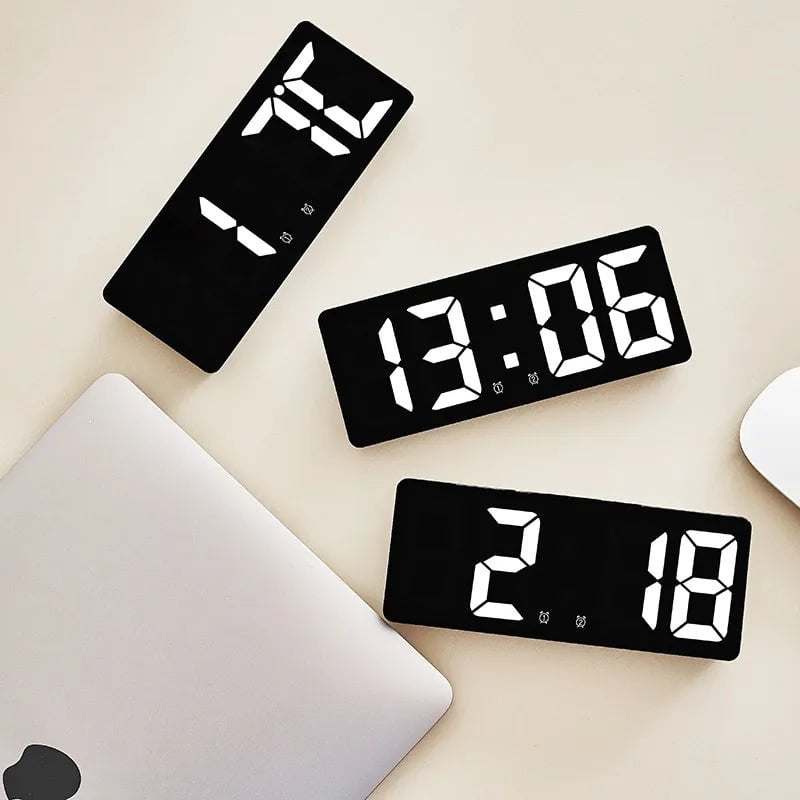 Storazone Creative Number Clock Color Nightlight Temperature Calendar Alarm Clock LED Large Number Electronic Clock Backlight Home Decor