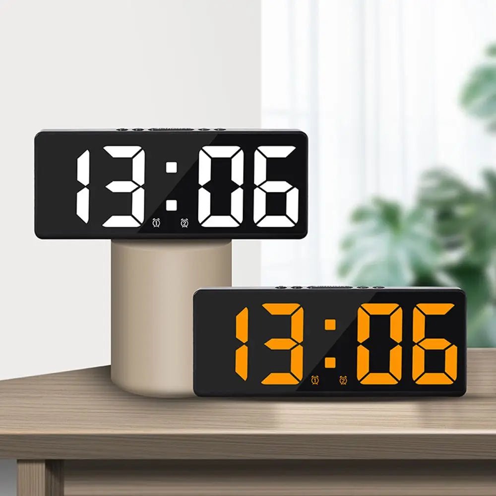 Storazone Creative Number Clock Color Nightlight Temperature Calendar Alarm Clock LED Large Number Electronic Clock Backlight Home Decor