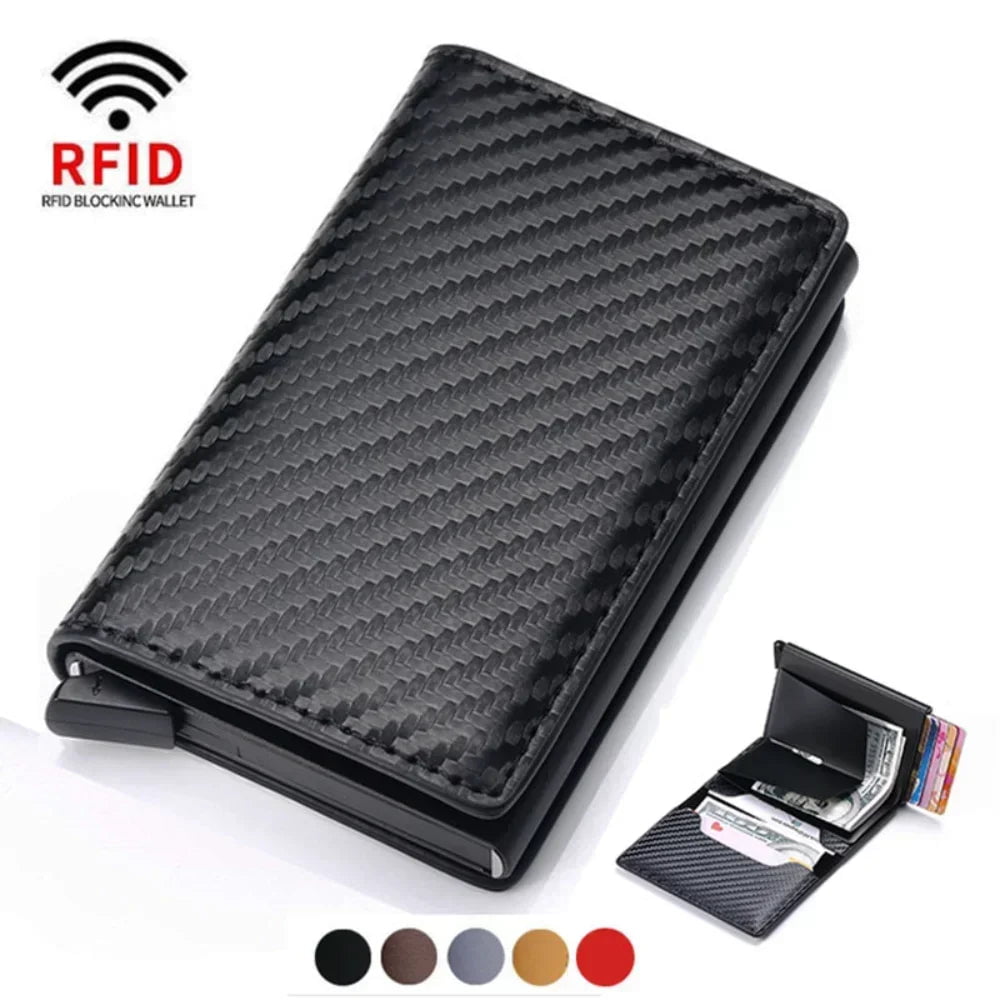 Storazone Credit Card Holder Men Wallet RFID Blocking Protected Aluminium Box PU leather Wallets with Money Clip Designer pasjeshouder