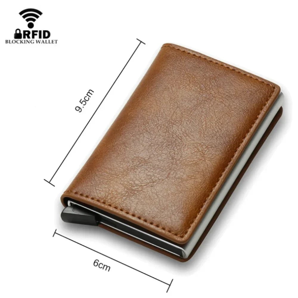 Storazone Credit Card Holder Men Wallet RFID Blocking Protected Aluminium Box PU leather Wallets with Money Clip Designer pasjeshouder