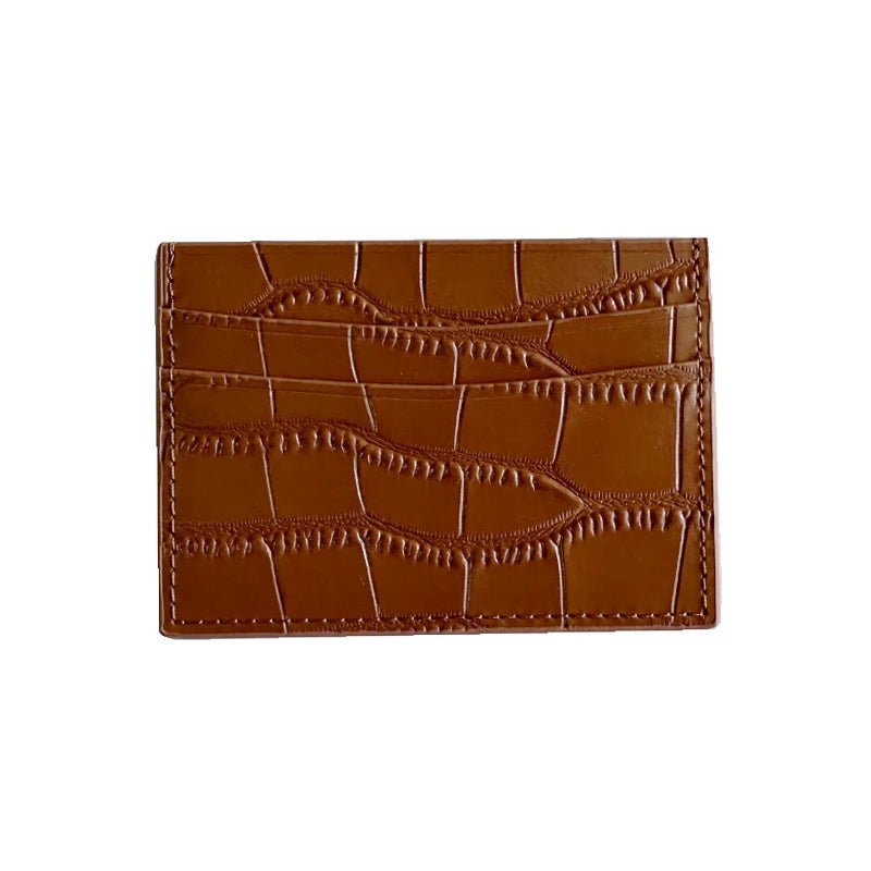 Storazone croco brown Custom Letters Men PU Leather Credit Card Holder Personalize Initials Slim Card Wallet Monogram Name Card Case Women DIY Present