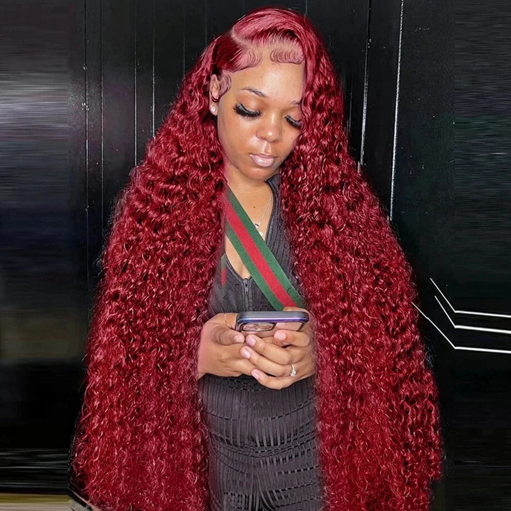 Storazone Curly Burgundy 13x6 HD Lace Frontal Wig Human Hair Brazilian 99J Red Colored Deep Wave 13x4 Lace Front Human Hair Wigs For Women