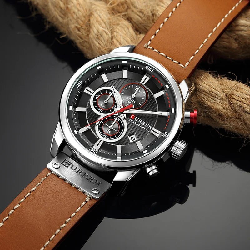 Storazone CURREN Brand Watch Men Leather Sports Watches Men's Army Military Quartz Wristwatch Chronograph Male Clock Relogio Masculino