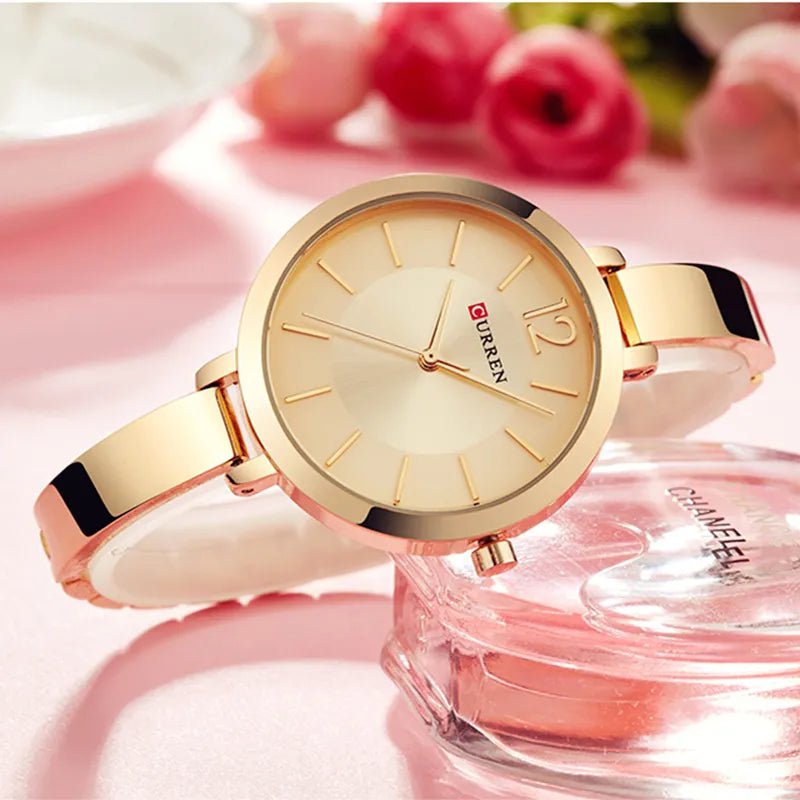 Storazone CURREN Fashion Gold Women Watches Stainless Steel Ultra Thin Quartz Watch Woman Romantic Clock Women's Watches Montre Femme