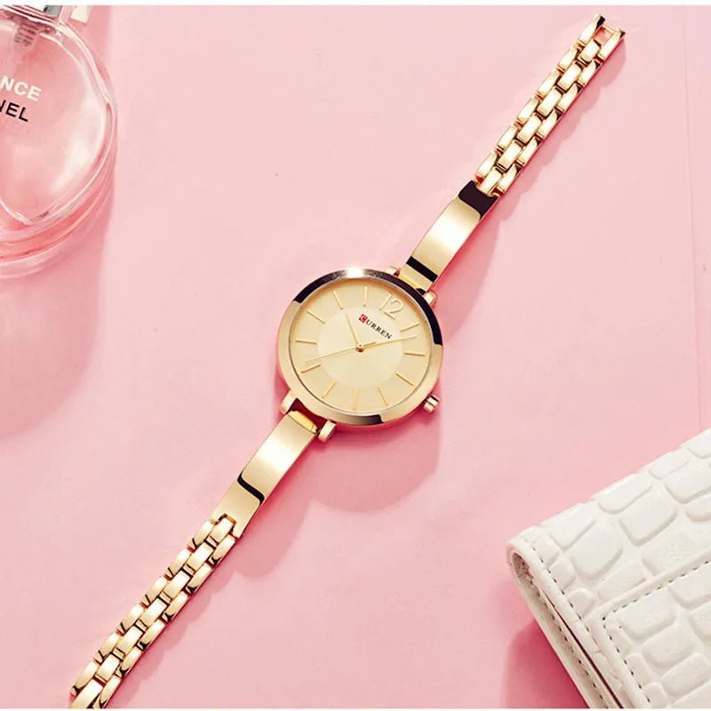 Storazone CURREN Fashion Gold Women Watches Stainless Steel Ultra Thin Quartz Watch Woman Romantic Clock Women's Watches Montre Femme