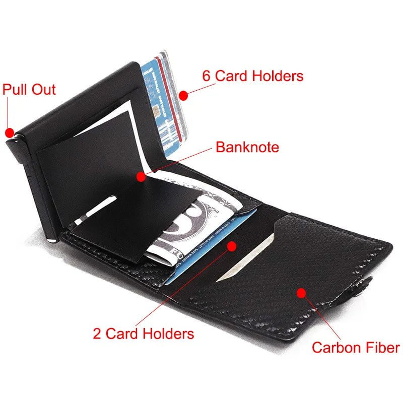 Storazone Custom Card Holder Anti-theft Carbon Fiber Wallet Men Credit Card Holder Zipper Coins Pocket Wallet RFID Card Case & Money Clips