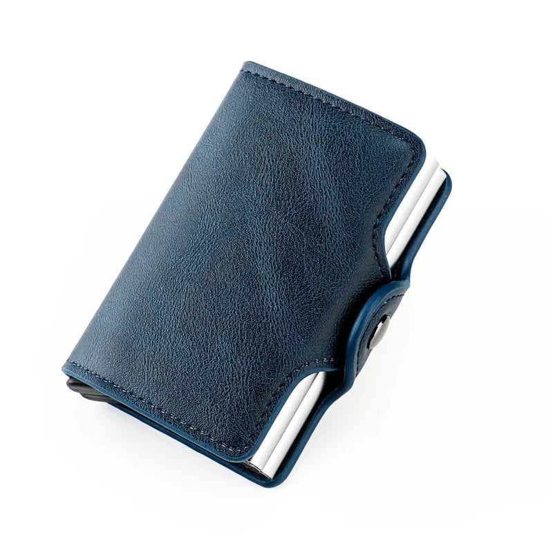 Storazone Custom RFID Blocking Men Wallet Credit Card Holder Leather Card Wallet Double Metal Box ID Card Holder Money Clip Purse New 2023