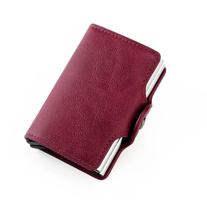 Storazone Custom RFID Blocking Men Wallet Credit Card Holder Leather Card Wallet Double Metal Box ID Card Holder Money Clip Purse New 2023