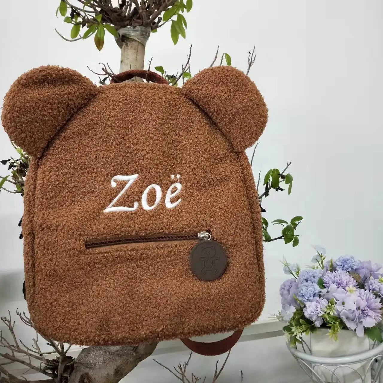 Storazone Customized Embroidery Bear Backpack Embroidered Portable Children Travel Shopping Rucksack Women's Cute Bear Shoulder Backpack