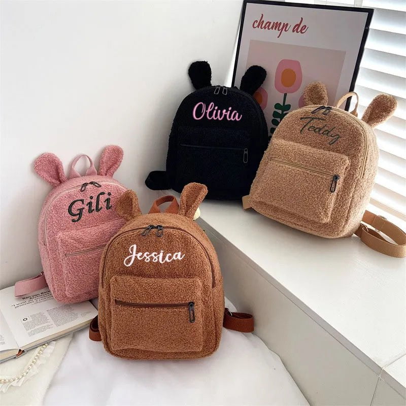 Storazone Customized Embroidery Bear Backpack Embroidered Portable Children Travel Shopping Rucksack Women's Cute Bear Shoulder Backpack