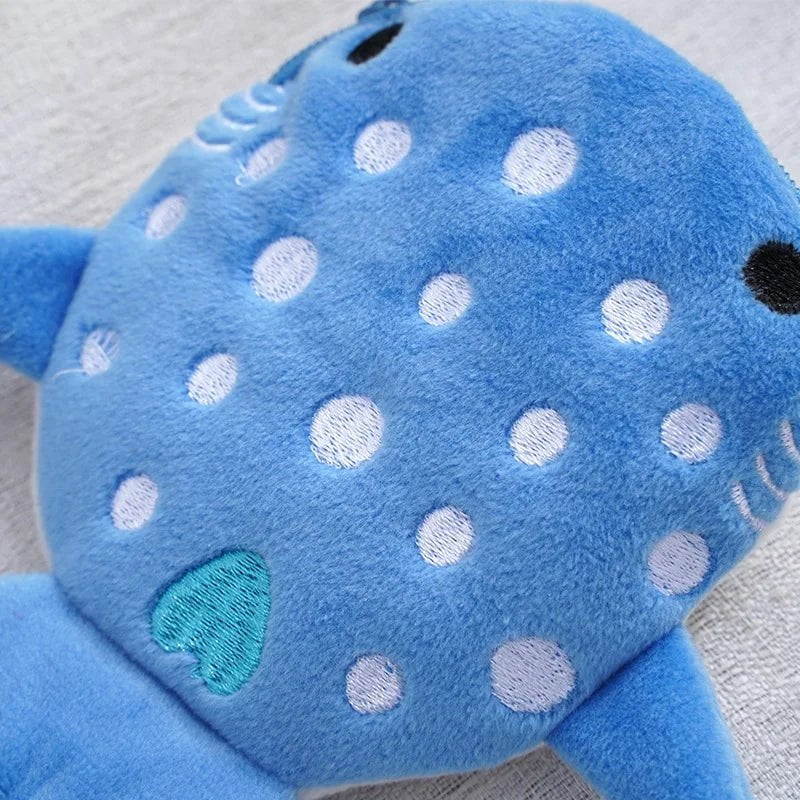 Storazone Cute Blue Small Whales Coin Purse Plush Zipper Coin Wallet Shark Shape Designer Women's Wallet Change Purse Key Earphone Pouch