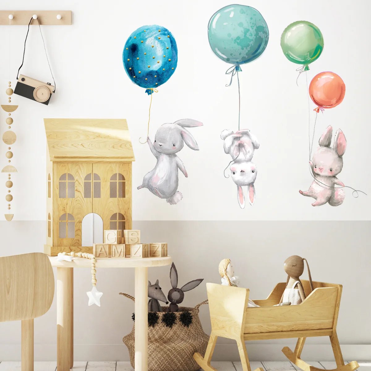 Storazone Cute Bunny Hearts Wall Stickers for Children Kids Rooms Girls Baby Room Decoration Nursery Kawaii Cartoon Rabbit Wallpaper Vinyl