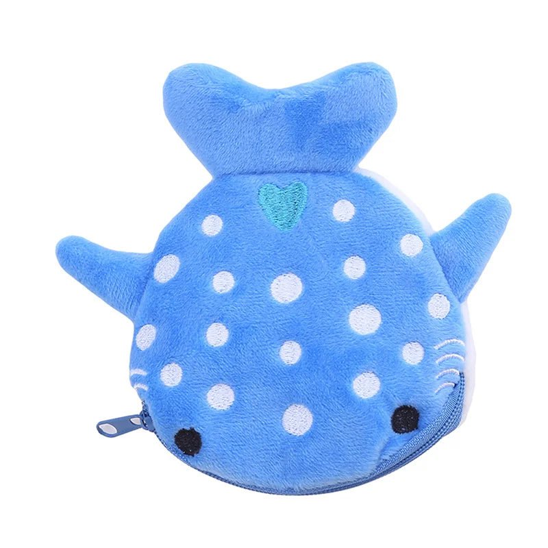 Storazone Cute Cartoon Whale Shark Coin Purse Kawaii Wallet Portable Plush Coin Bag Key Earphone Coin Organizer Pouch Zipper Bag Kids Gift