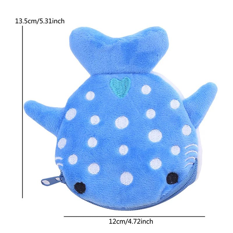 Storazone Cute Cartoon Whale Shark Coin Purse Kawaii Wallet Portable Plush Coin Bag Key Earphone Coin Organizer Pouch Zipper Bag Kids Gift