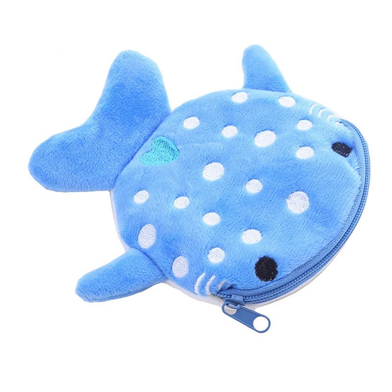 Storazone Cute Cartoon Whale Shark Coin Purse Kawaii Wallet Portable Plush Coin Bag Key Earphone Coin Organizer Pouch Zipper Bag Kids Gift