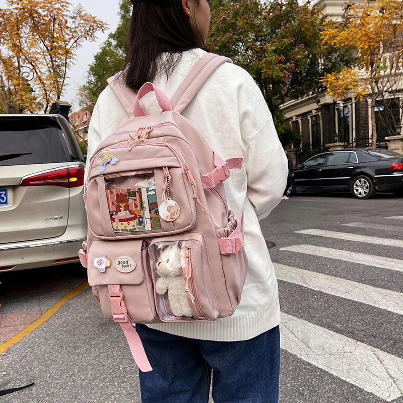 Storazone Cute Women Backpacks Waterproof Multi-Pocket Nylon School Backpack for Student Female Girls Kawaii Laptop Book Pack Mochilas