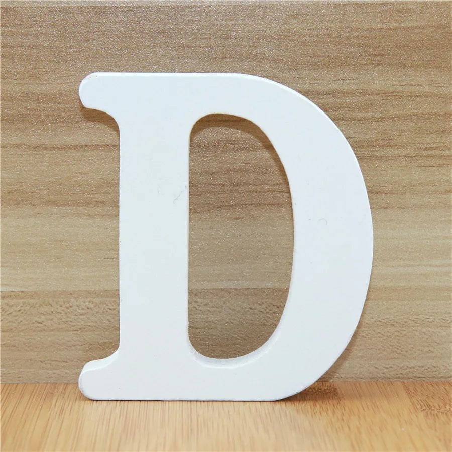 Storazone D / 10cm 1pc 10CM Wood Wooden Letters White Alphabet Wedding Birthday Party Diy Home Decorations Personalised Name Design 3.94 Inches