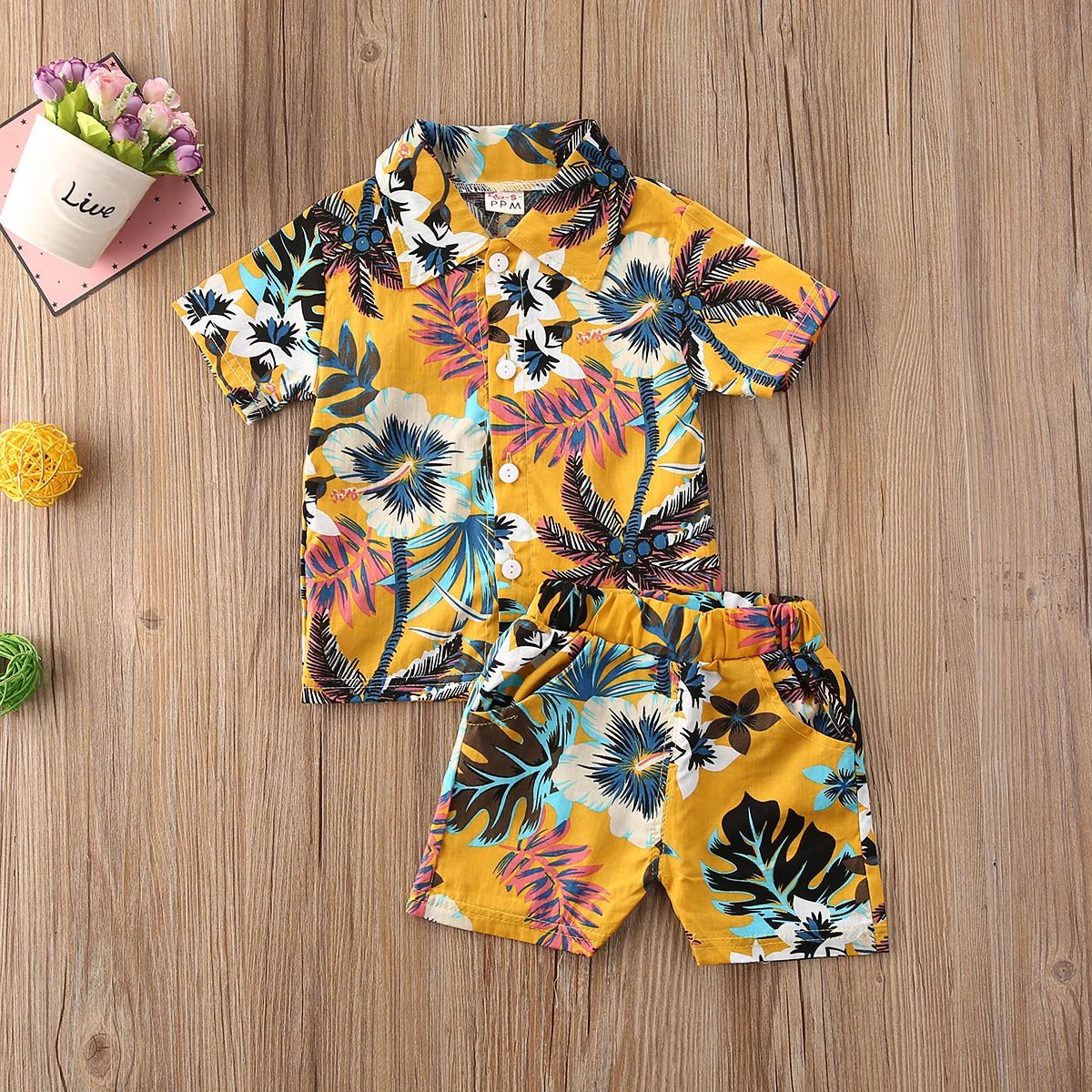 Storazone D / 2T 1-6Y Summer Infant Baby Boys Clothes Sets 10 Colors Floral Print Short Sleeve T Shirts Tops+Shorts Holiday Outfit