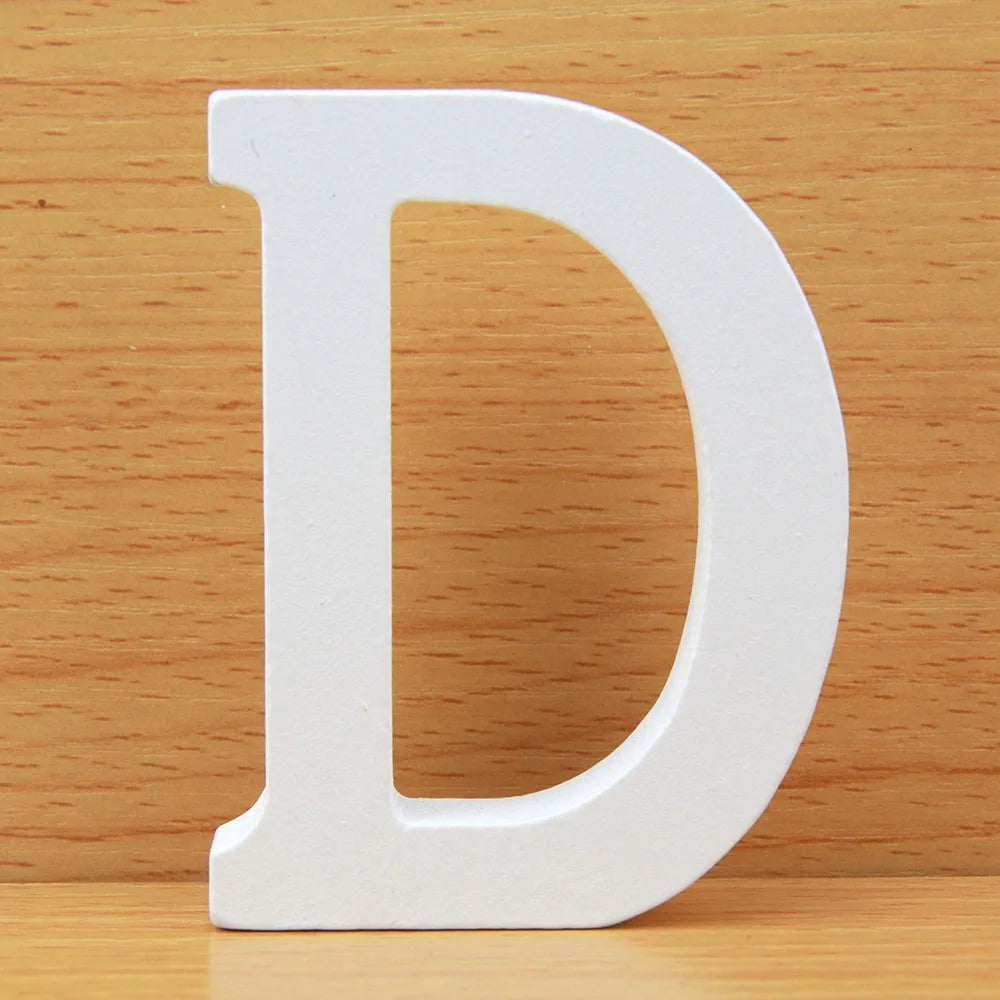 Storazone D / 8cm 8 CM Letras Decorativas Grandes White Wooden Letters Home Decor Wedding Decoration DIY Personalised Name Design Free Standing