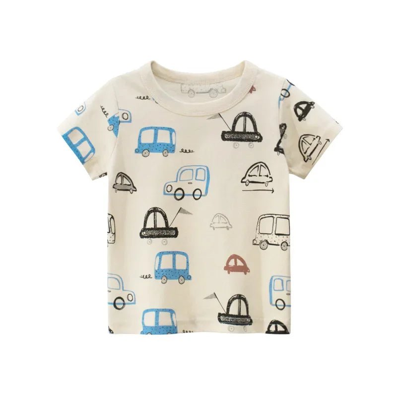 Storazone D / CHINA / 140(9-10) 2024 Children's T-Shirt for Boys Girls Kids Shirts Baby Short Sleeve Full Print Toddler Cotton Cartoon Car Tee Tops Clothing