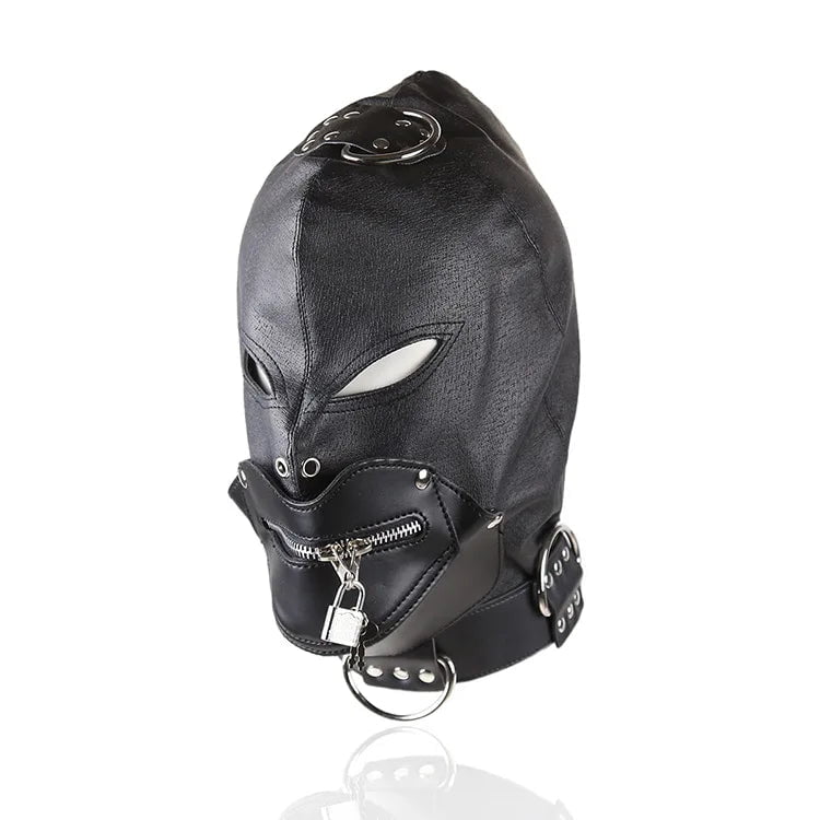 Storazone D Soft PU Leather Hood Mask Blindfold Full Head Harness Restraints Mask BDSM Bondage Gimp Halloween Mask Sex Toys for Couples