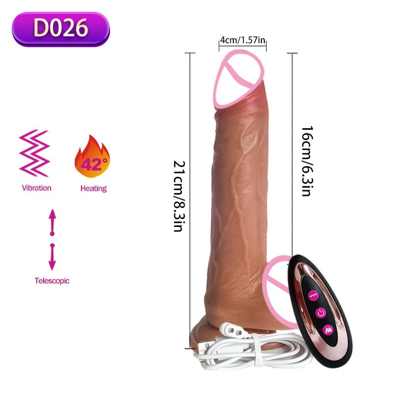 Storazone D026 / CHINA Wireless Vibrator Telescopic Dildos For Women Big Dildo Vibrador Heating Skin Feeling Dick Realistic Penis Large falos Silicone