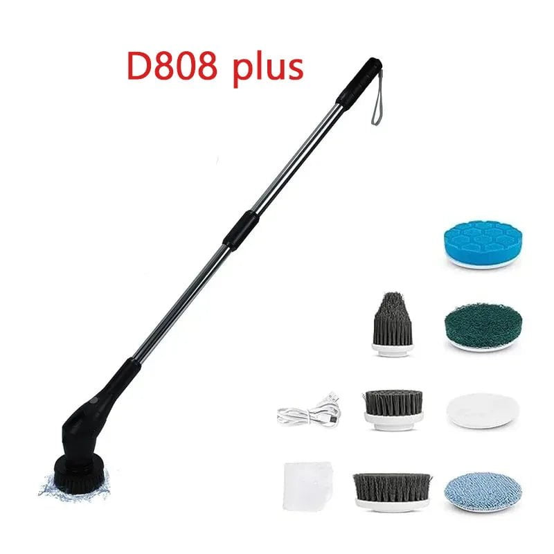 Storazone D808 plus / CHINA New 8-in-1 Electric Cleaning Brush Bathroom Kitchen Brush Cleaning Multifunctional Household Cleaning Brush With LED NightLight