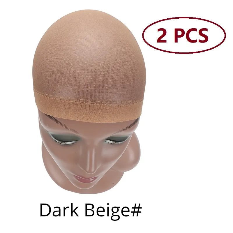 Storazone Dark Beige 2 pieces Nunify Nude Mesh Net Wig Caps With Closed End For Wigs 2Pcs/Pack Free Size Stocking Cap Red Coffee Black Begie Brown 6 Colors