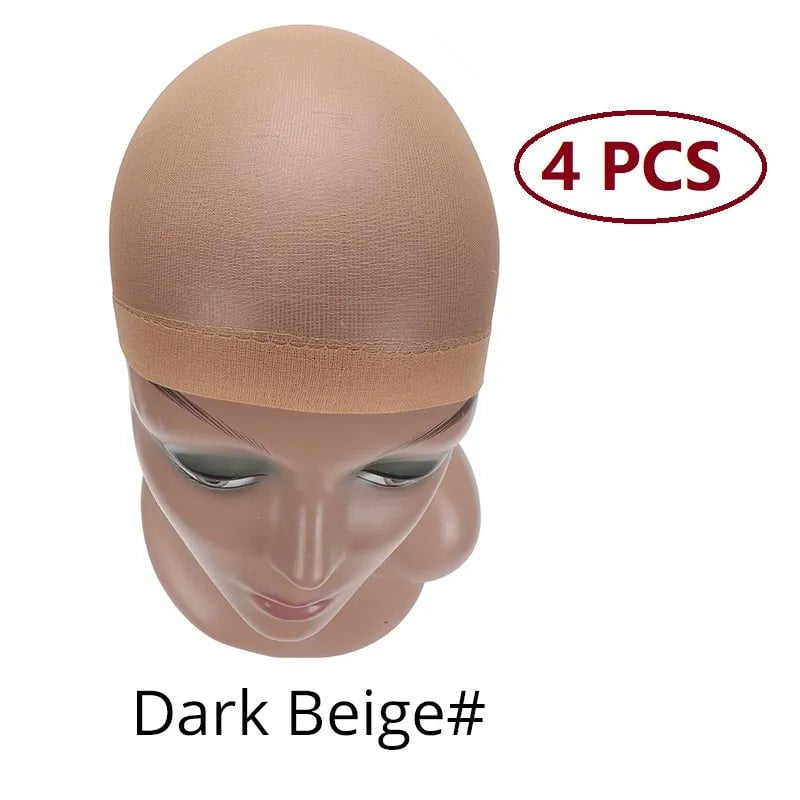 Storazone Dark Beige 4 pieces Nunify Nude Mesh Net Wig Caps With Closed End For Wigs 2Pcs/Pack Free Size Stocking Cap Red Coffee Black Begie Brown 6 Colors
