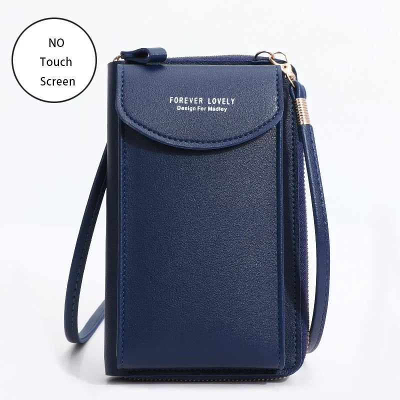 Storazone Dark Blue 2 / 11x4x18CM / CN Buylor Women's Handbag Touch Screen Cell Phone Purse Shoulder Bag Female Cheap Small Wallet Soft Leather Crossbody сумка женская