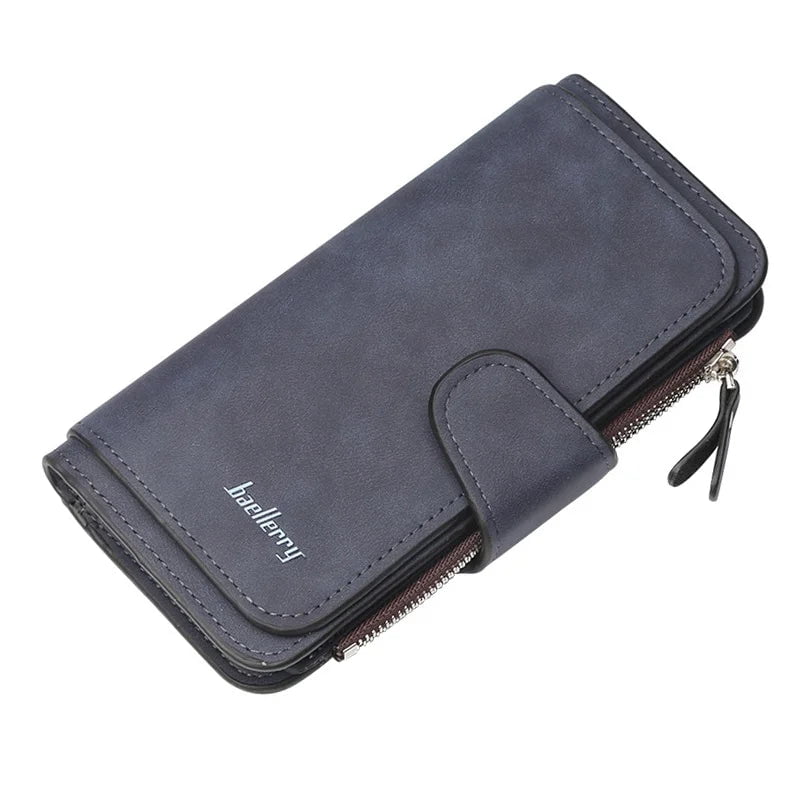 Storazone Dark Blue 2023 Women Wallets Fashion Long PU Leather Top Quality Card Holder Classic Female Purse  Zipper  Wallet For Women