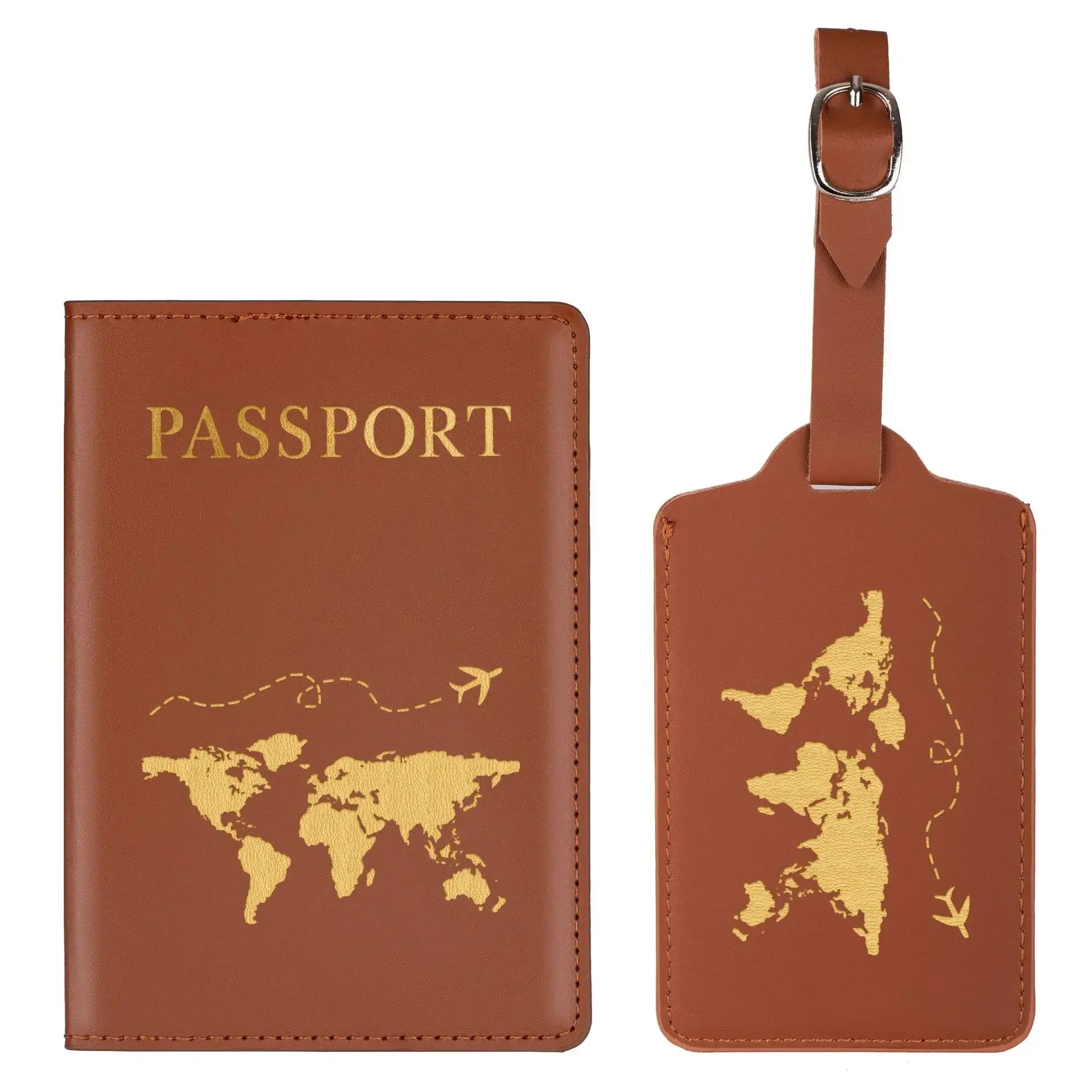 Storazone Dark Brown 2ps Passport Cover PU Leather Man Women Travel Passport Holder with Credit Card Holder Case Wallet Protector Cover Case