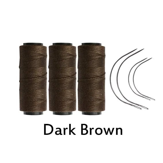 Storazone dark brown 3 roll 3 Rolls/5 Rolls Hair Weaving Threads With 4 pcs C Curved Needles Wig Making Tools Sewing Thread