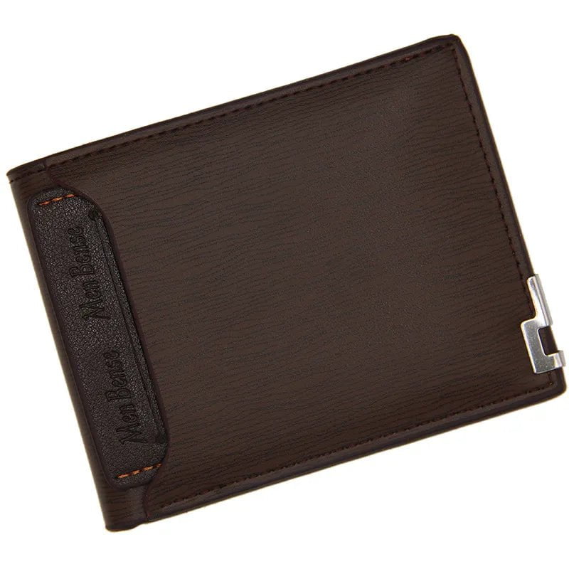 Storazone dark brown New Men's Wallet Short Multi-function Fashion Casual Draw Card Wallet Card Holders for Men Cardholder Bags with Free Shipping