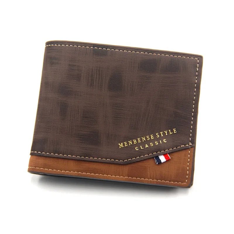 Storazone Dark Brown Short Men Wallets Slim Classic Coin Pocket Photo Holder Small Male Wallet Print Quality Card Holder Frosted Leather Men Purses