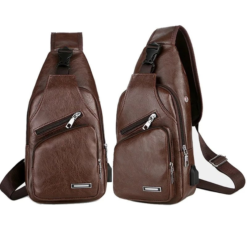 Storazone dark brown-stly1 / 16x34x10cm Men's Crossbody Bags Men's USB Chest Bag Designer Messenger bag Leather Shoulder Bags Diagonal Package  new Back Pack Travel