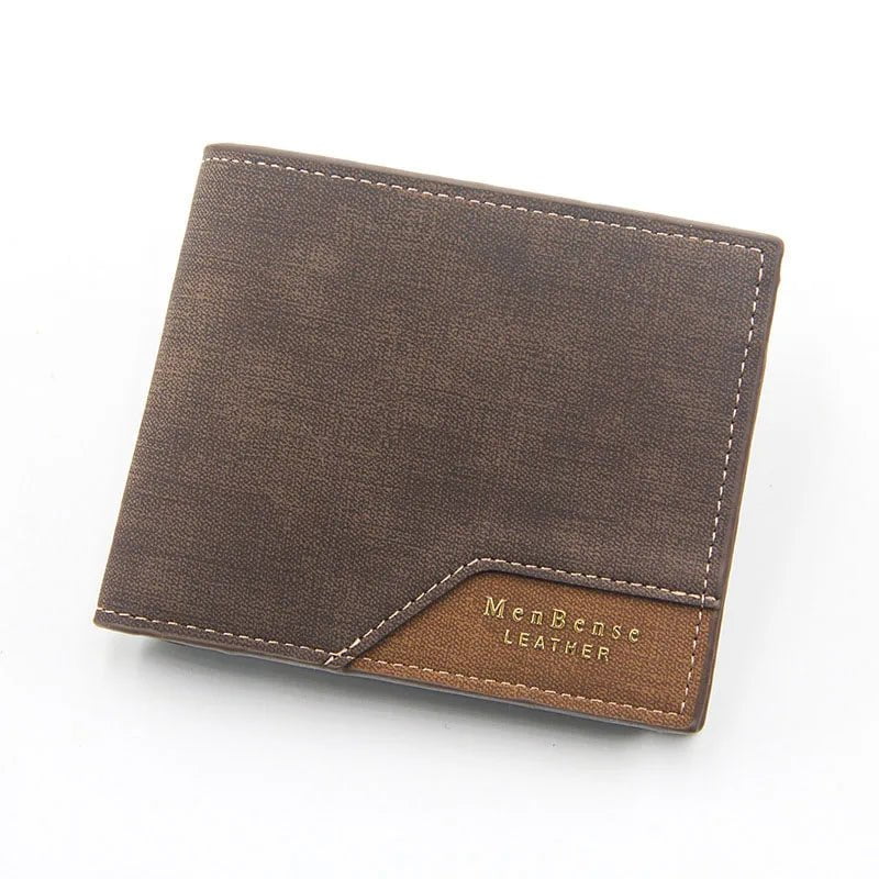 Storazone Dark Brown1 Short Men Wallets Slim Classic Coin Pocket Photo Holder Small Male Wallet Print Quality Card Holder Frosted Leather Men Purses