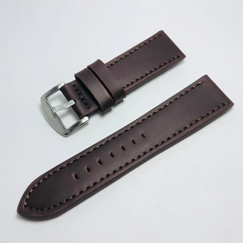 Storazone Dark Coffee / 18mm 16mm 18mm 20mm 22mm Women Men Watchband Genuine Leather Watch Bands Straps Watches Accessories Coffee Black Belt Strap Replacem