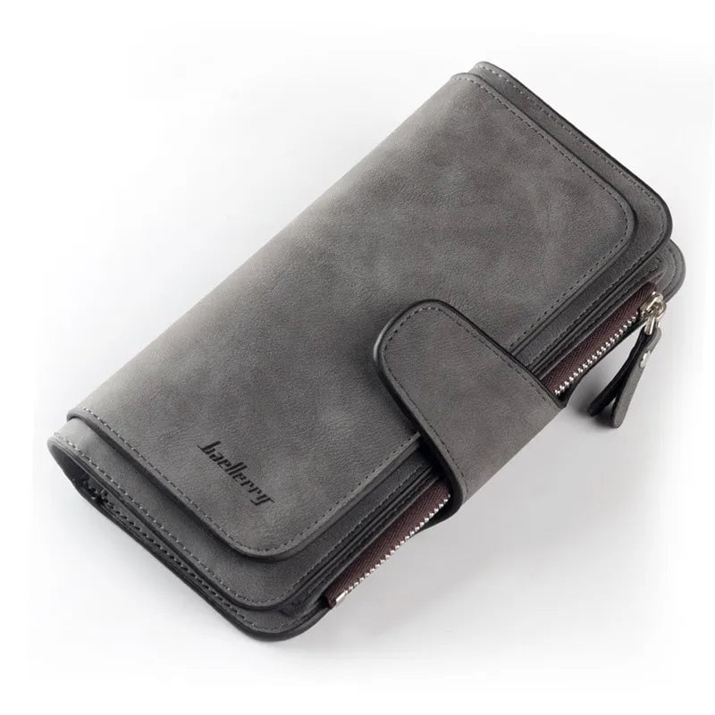 Storazone Dark Gray 2023 Women Wallets Fashion Long PU Leather Top Quality Card Holder Classic Female Purse  Zipper  Wallet For Women