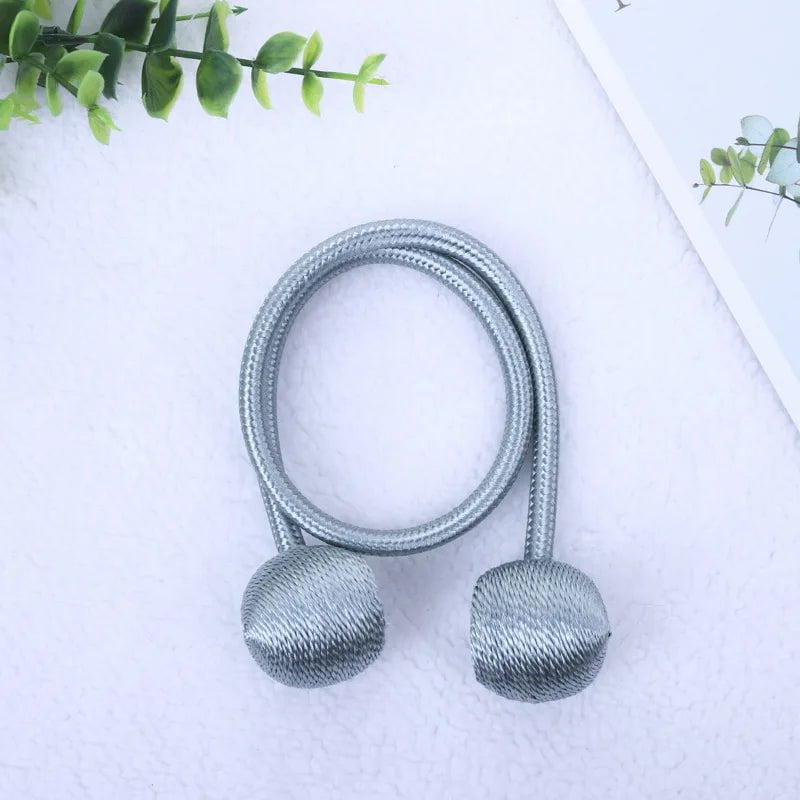 Storazone Dark gray / 2pcs Magnetic Ball Curtain Tiebacks Tie Rope Accessory Rods Accessoires Backs Holdbacks Buckle Clips Hook Holder Home Decor