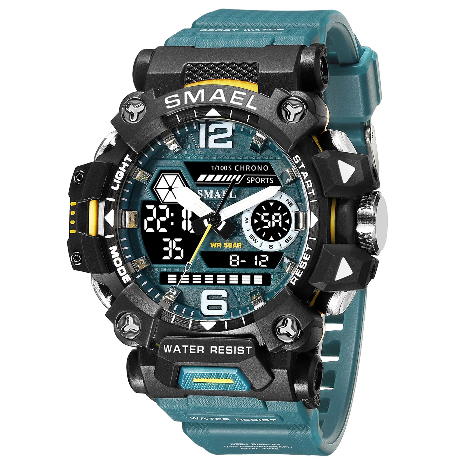 Storazone Dark green SMAEL Dual Display Men Watches Waterproof Sports Watch Military Man Alarm Stopwatch Quartz Wristwatch Male Digital Clock 8072