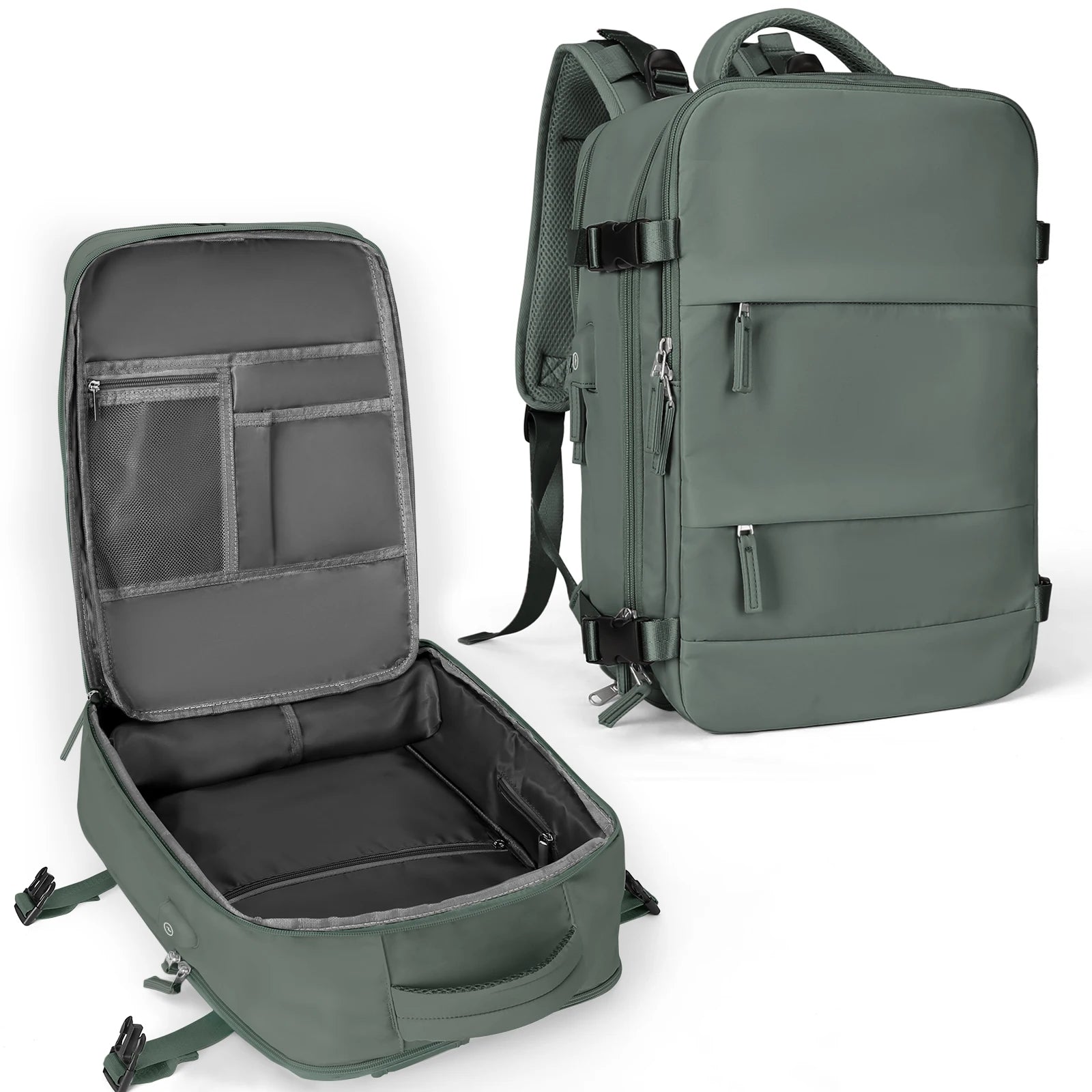 Storazone Dark Green-Small Carry on Backpack, Large Travel Backpack for Women Men Airline Approved Gym Backpack Waterproof Business Luggage Laptop Daypack