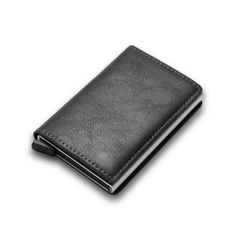 Storazone dark grey B Carbon Fiber Card Holder Wallets Men RFID Black Magic Trifold Leather Slim Mini Wallet Small Money Bag Male Purses Wallet Women