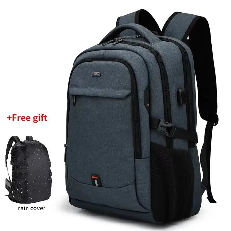 Storazone Dark Grey-Rain Cover / 17 Inches / CHINA Laptop Backpack For Men 17.3''Large Capacity Backpack USB Port Bag Business Backpack Oxford Wear-resistant Waterproof Travel Bag