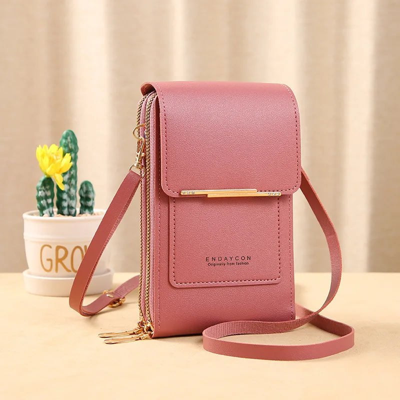 Storazone Dark Pink / 11x4x18CM / CN Buylor Women's Handbag Touch Screen Cell Phone Purse Shoulder Bag Female Cheap Small Wallet Soft Leather Crossbody сумка женская